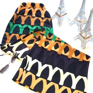 Zara Palazzo Pants Black Green Gold Size L #2-0214